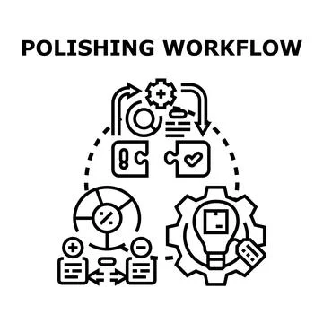 Optimizing quality perfecting business process workflow Stock Illustration