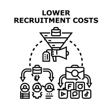 Optimizing recruitment process lowering human resources costs Stock Illustration