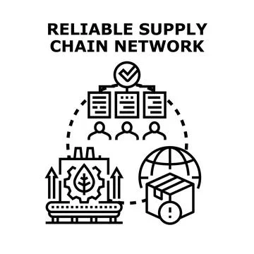 Optimizing reliable supply chain management network process Stock Illustration