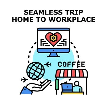 Optimizing remote work life connecting digital workplace global travel 스톡 일러스트