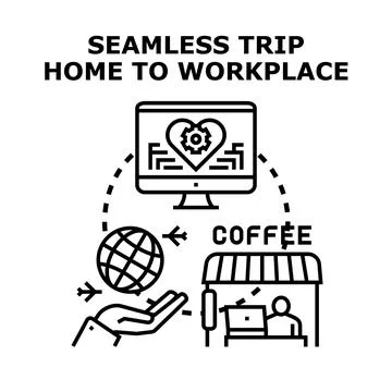 Optimizing remote work life connecting digital workplace global travel Stockillustratie