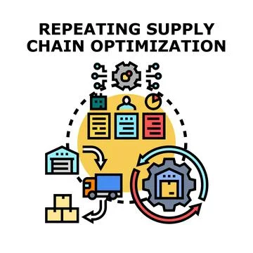 Optimizing repeating supply chain processing and management Stock Illustration
