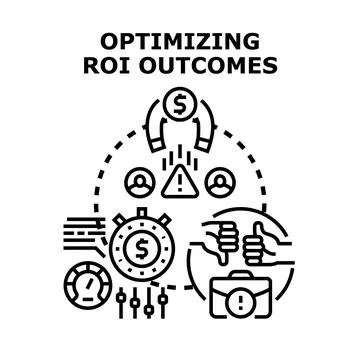Optimizing return on investment outcomes process concept Ilustración de archivo