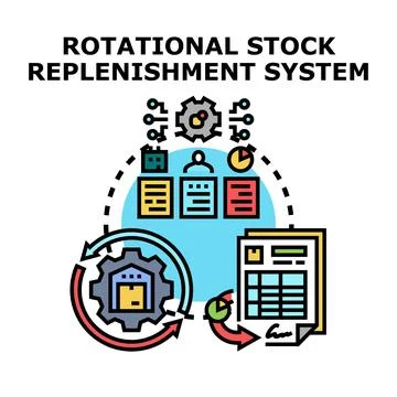 Optimizing rotational stock replenishment system process 스톡 일러스트