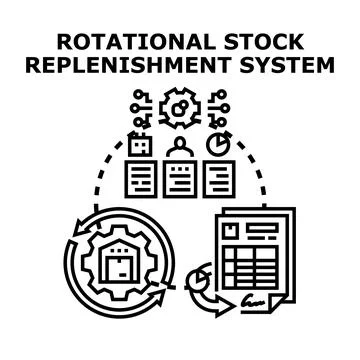 Optimizing rotational stock replenishment system process Stock Illustration