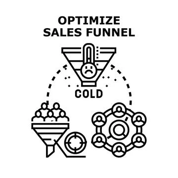 Optimizing sales funnel process for lead generation strategy Stock Illustration
