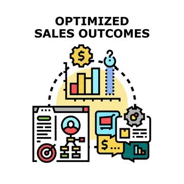 Optimizing sales outcomes process with data analysis concept Stock Illustration
