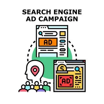 Optimizing search engine ad campaign for digital marketing Stock Illustration
