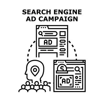 Optimizing search engine ad campaign for digital marketing Stock Illustration
