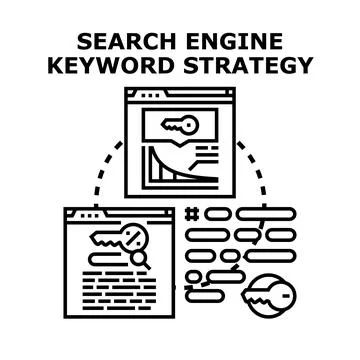 Optimizing search engine keyword strategy for digital marketing success Stock Illustration