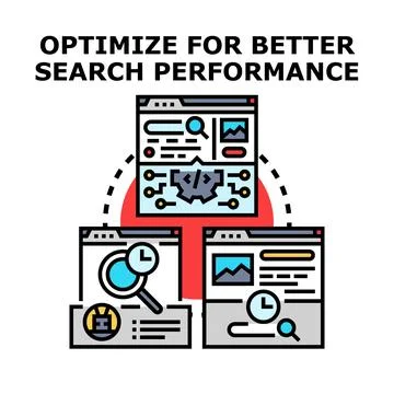 Optimizing search engine performance for digital marketing Illustrazione stock