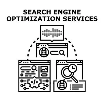 Optimizing search engine ranking for digital marketing services Stock Illustration