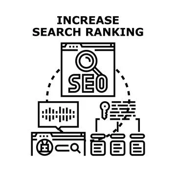 Optimizing search engine ranking process for online visibility Stock Illustration