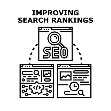 Optimizing search engine ranking processes with seo strategy Illustrazione stock