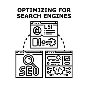 Optimizing search engine ranking strategy illustration Illustrazione stock