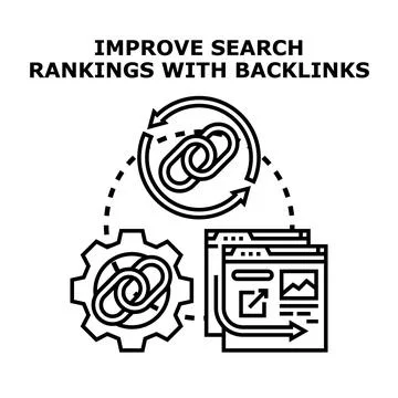Optimizing search engine rankings through backlinks strategy Stock Illustration
