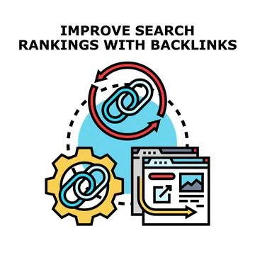 Optimizing search engine rankings through backlinks strategy Stock Illustration