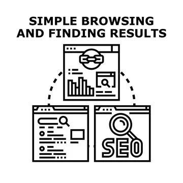 Optimizing search engine results and web browsing activities Stock Illustration