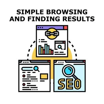 Optimizing search engine results and web browsing activities Stock Illustration