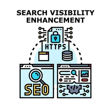 Optimizing search engine visibility strategy for websites Stock Illustration