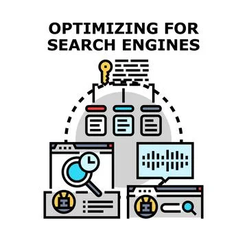 Optimizing for search engines concept with digital marketing Stock Illustration