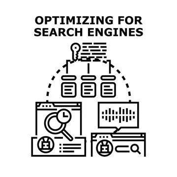 Optimizing for search engines concept with digital marketing Stock Illustration