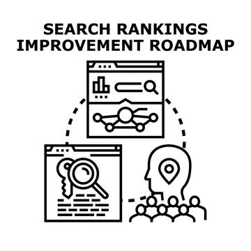 Optimizing search rankings roadmap for digital marketing strategy Stock Illustration