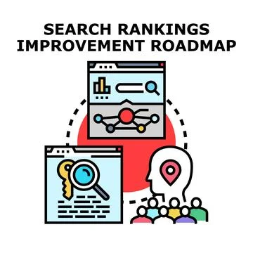 Optimizing search rankings roadmap for digital marketing strategy Illustrazione stock