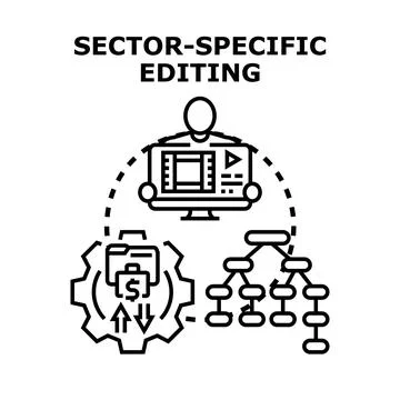 Optimizing sector specific editing and digital content management Stockillustratie