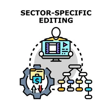 Optimizing sector specific editing and digital content management イラスト素材
