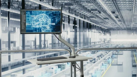 Optimizing semiconductor design, AI deep learning software and monitor Video stock 333383510