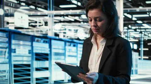 Optimizing servers, virtual graphics and system administrator in data center Stock Footage 329329110