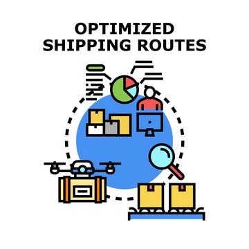 Optimizing shipping routes and logistic delivery services Stock Illustration