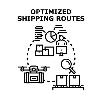 Optimizing shipping routes and logistic delivery services Stock Illustration