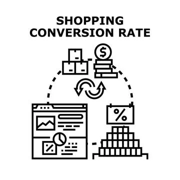 Optimizing shopping conversion rate for online business growth Stock Illustration