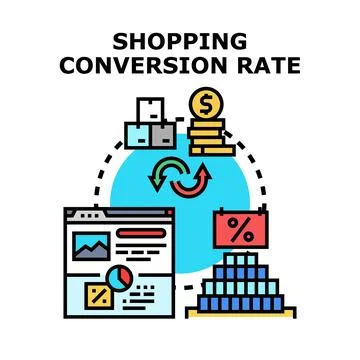 Optimizing shopping conversion rate for online business growth Stock Illustration