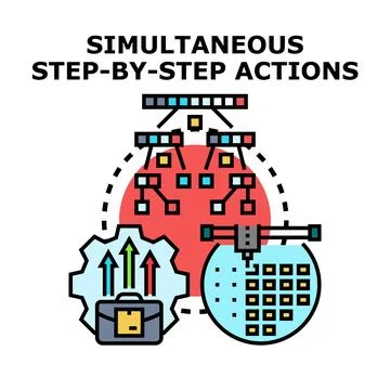 Optimizing simultaneous step by step actions for workflow efficiency イラスト素材
