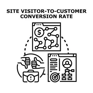 Optimizing site visitor customer conversion rate Stock Illustration