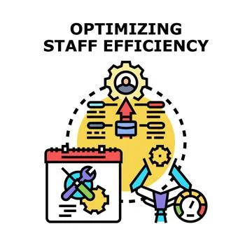 Optimizing staff efficiency and productivity concept vector Stock Illustration