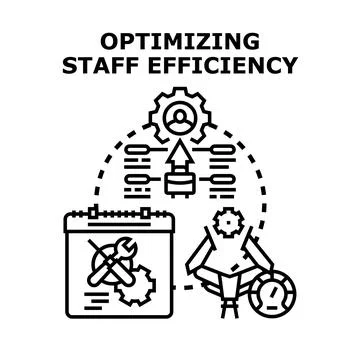 Optimizing staff efficiency and productivity concept vector Stock Illustration