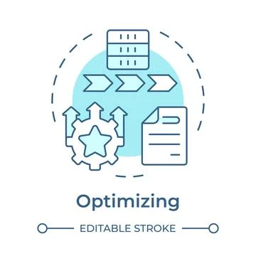 Optimizing stage soft blue concept icon Stock Illustration