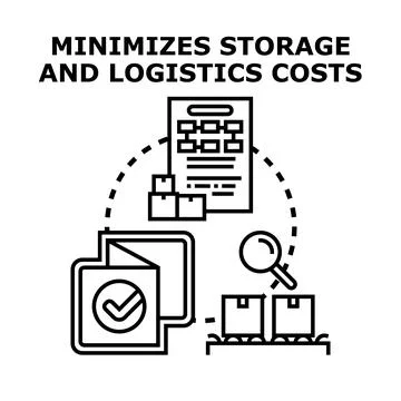 Optimizing storage and logistics reducing business costs Stock Illustration
