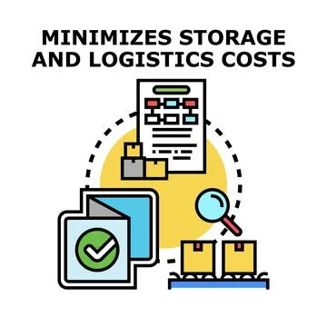 Optimizing storage and logistics reducing business costs Stock Illustration