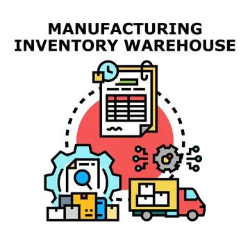 Optimizing supply chain manufacturing inventory warehouse logistics Stock Illustration