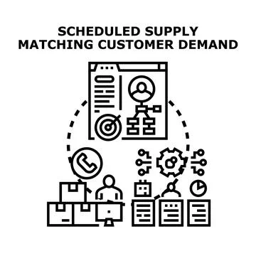 Optimizing supply chain matching customer demand illustration 스톡 일러스트