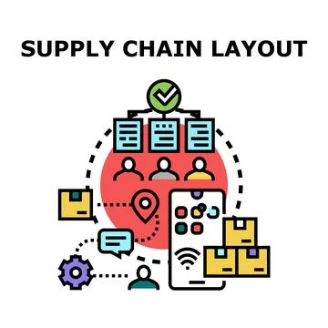 Optimizing supply chain process management and logistics system Stock Illustration