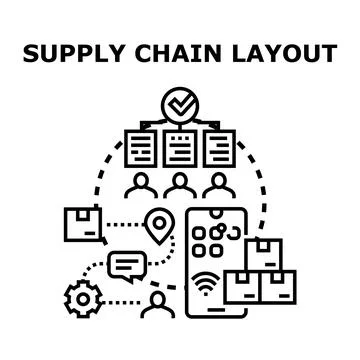 Optimizing supply chain process management and logistics system Stock Illustration