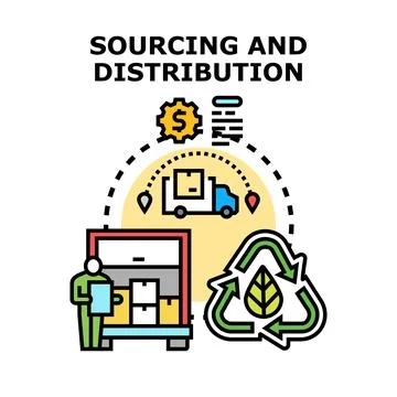 Optimizing supply chain sourcing and global distribution Stock Illustration