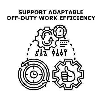 Optimizing support for adaptable off duty work efficiency Stock Illustration