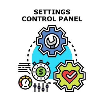 Optimizing system settings with control panel concept Stock Illustration